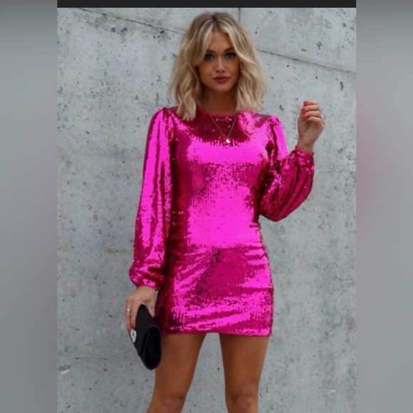 Vici Hot Pink Sequin Mini Dress S - Picture 2 of 5